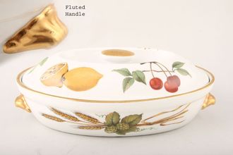 Royal Worcester Evesham - Gold Edge Casserole Dish + Lid Oval, Shape 21, Size 3, Fluted handles, Knob on the lid 1pt