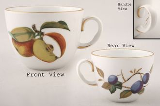 Royal Worcester Evesham - Gold Edge Teacup Cut Apple and Plum - gold line on sides of the handle - Rounded handle 3 3/8" x 2 1/2"