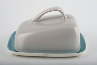 Sell Poole Twintone Dove Grey and Sky Blue Cheese Dish + Lid 7 3/8"