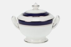 Royal Worcester Howard - Cobalt Blue - silver rim Sugar Bowl - Lidded (Coffee) Made in England thumb 1