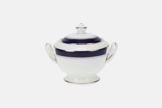 Royal Worcester Howard - Cobalt Blue - silver rim Sugar Bowl - Lidded (Coffee) Made in England