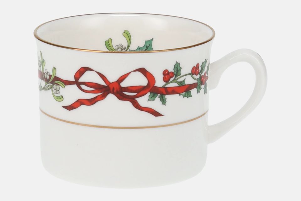 Royal Worcester Holly Ribbons Teacup Straight sided 3 1/4" x 2 1/2"