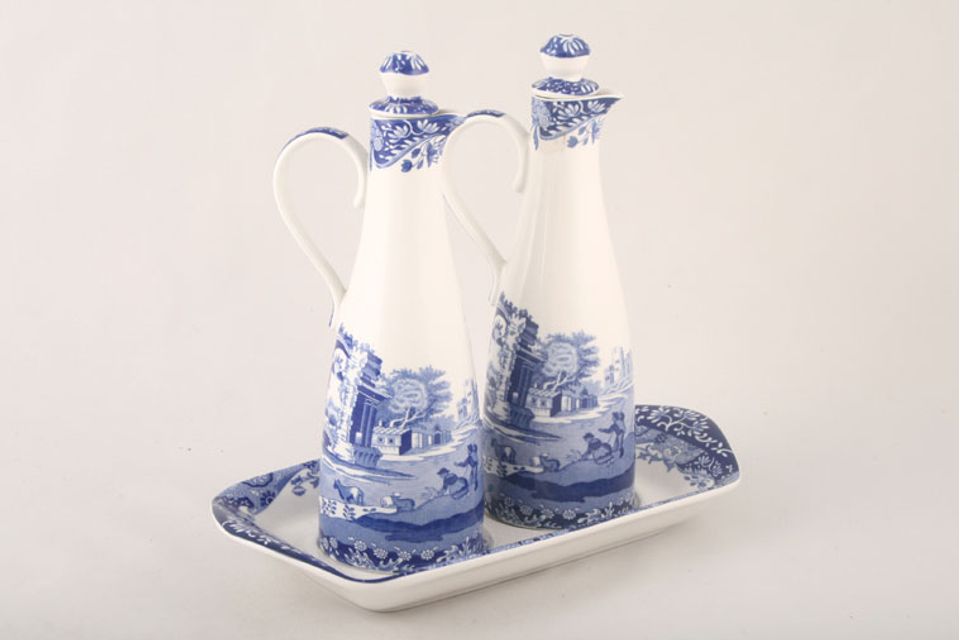 Spode Blue Italian Oil and Vinegar set with Stand