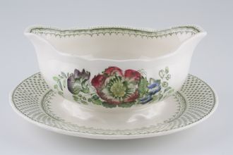 Masons Paynsley - Green Sauce Boat and Stand Fixed