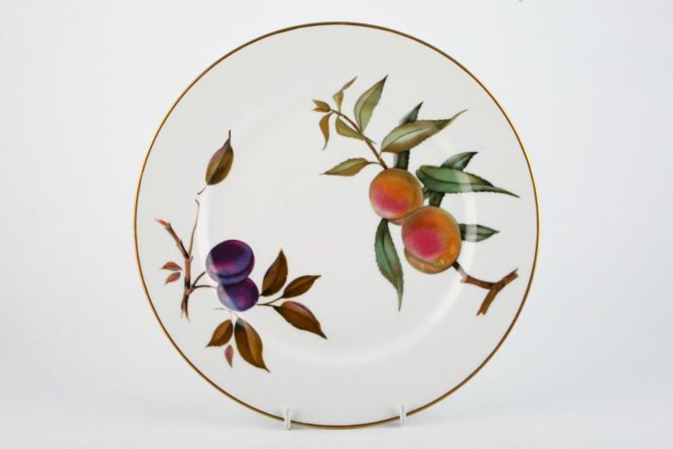 Royal Worcester Evesham - Gold Edge Dinner Plate Plum and Peach Flat Rim 10 1/2"