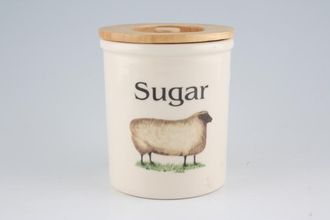 Cloverleaf Farm Animals Storage Jar + Lid With Wooden Lid - Sugar 4" x 4 3/4"