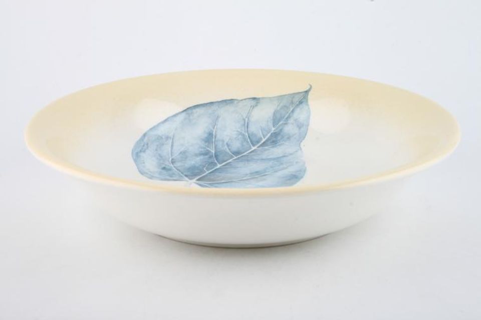 Portmeirion Seasons Collection - Leaves Serving Bowl Blue leaf - Cream, Shallow 10 1/2"
