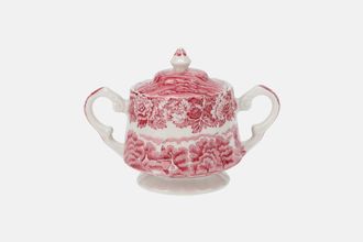Wood & Sons English Scenery - Pink Sugar Bowl - Lidded (Tea) 2 handles