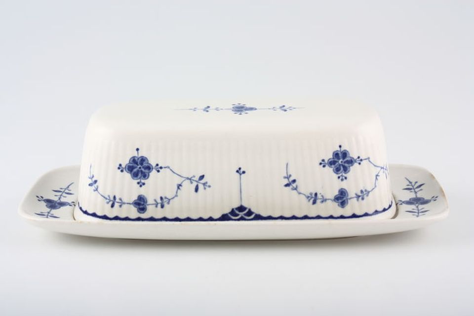 Furnivals Denmark - Blue Butter Dish + Lid 8" x 3 3/4"