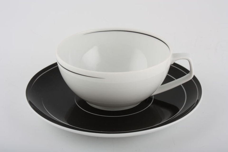 Rosenthal Tac Gropius - Dynamic Black Teacup & Saucer 3 7/8" x 1 7/8"