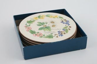 Royal Worcester Worcester Herbs Coaster Box of 6 round coasters - Herb pattern 4"