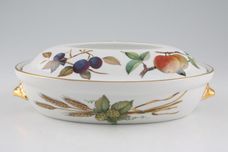 Royal Worcester Evesham - Gold Edge Casserole Dish + Lid Oval, Shape 21, Size 3, Fluted handles, Straight handle on the lid 1pt thumb 1