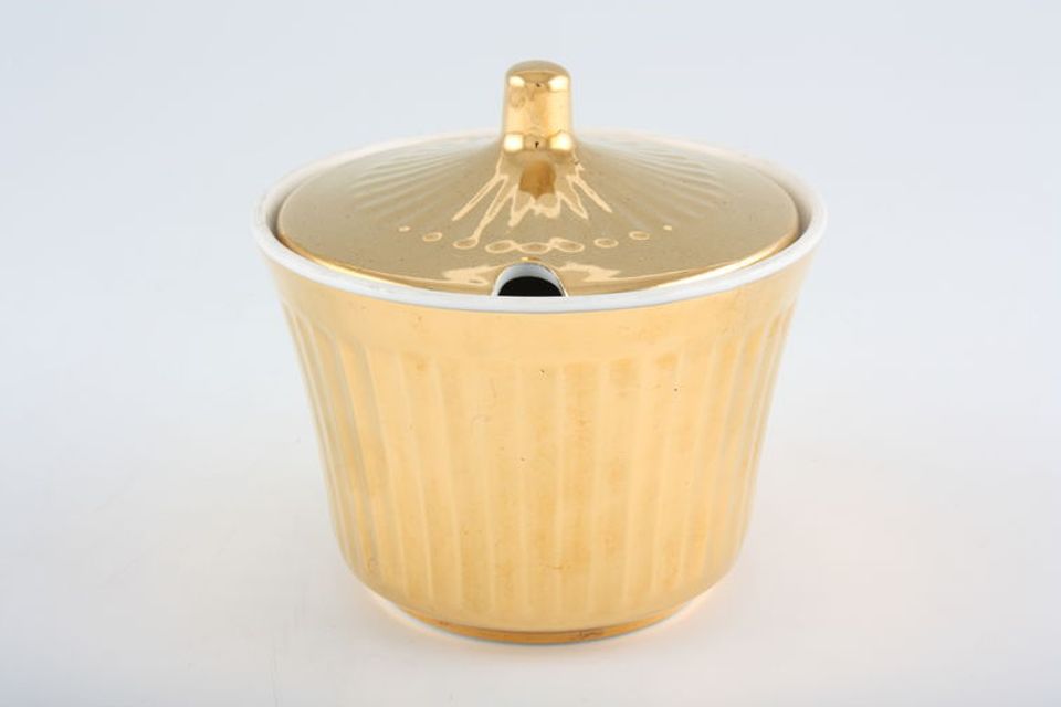 Royal Worcester Gold Lustre - Fluted Sugar Bowl - Lidded (Tea) 4"