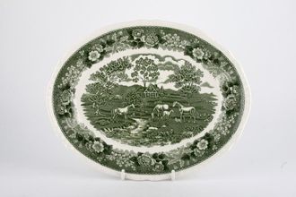 Adams English Scenic - Green Oval Platter Deep 11 3/4"