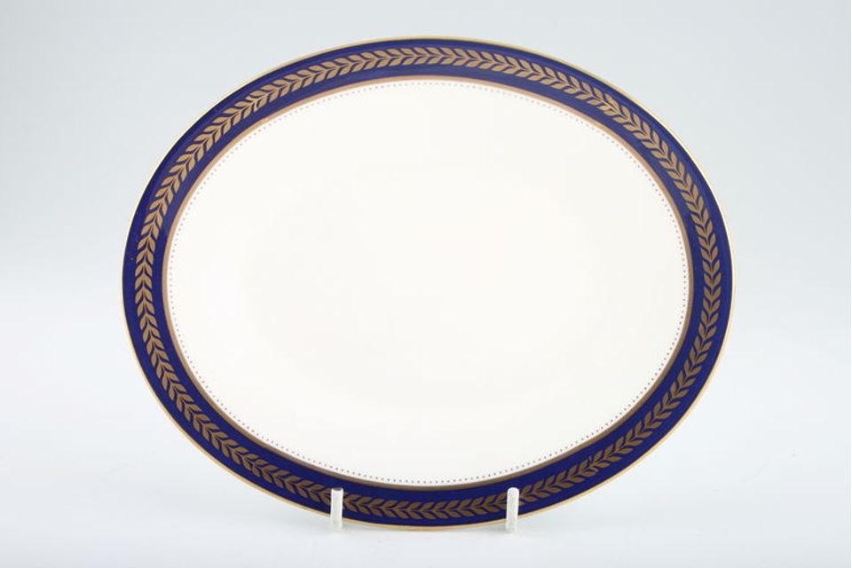 Coalport Blue Wheat Sauce Boat Stand oval - 4 3/4" well 7 7/8"