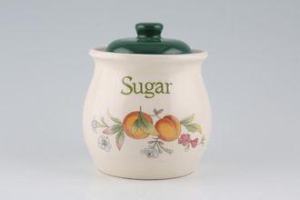 Cloverleaf Peaches and Cream Storage Jar + Lid Sugar - Lid seals not tight. 4 1/8" x 4 3/8"
