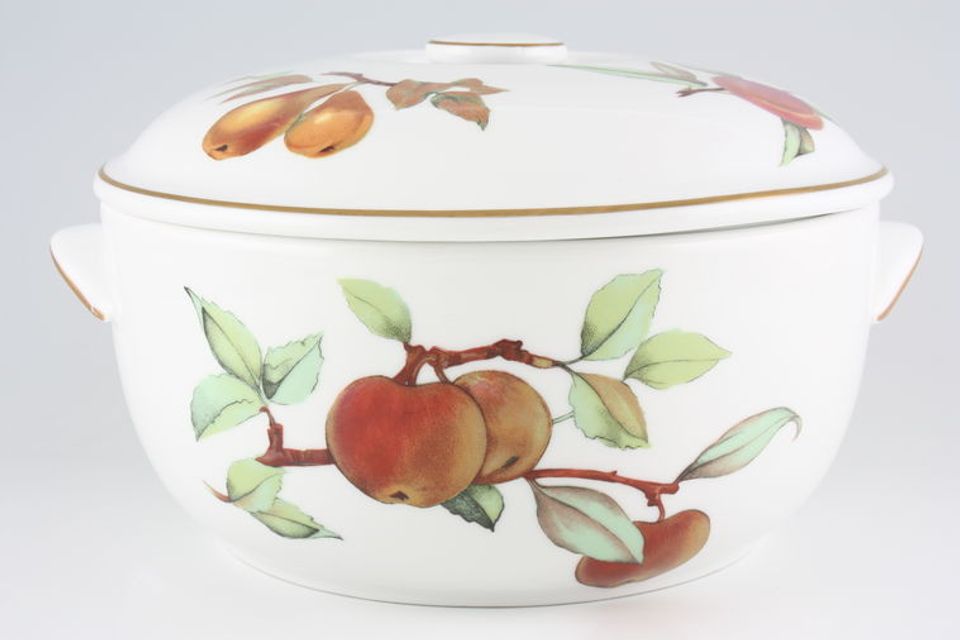 Royal Worcester Evesham - Gold Edge Casserole Dish + Lid Round, Knob on lid, Fruits can Vary 4pt