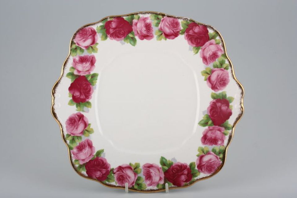 Royal Albert Old English Rose - New Style Cake Plate Square.Eared 9 3/4"