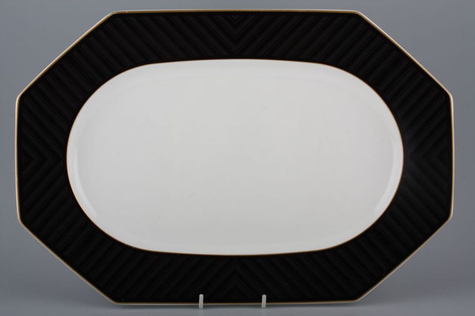 Villeroy & Boch Black Pearl Oval Platter Octagonal 16 1/4"