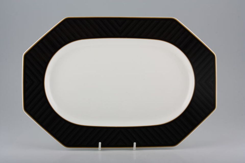 Villeroy & Boch Black Pearl Oval Platter Octagonal 13 1/4"