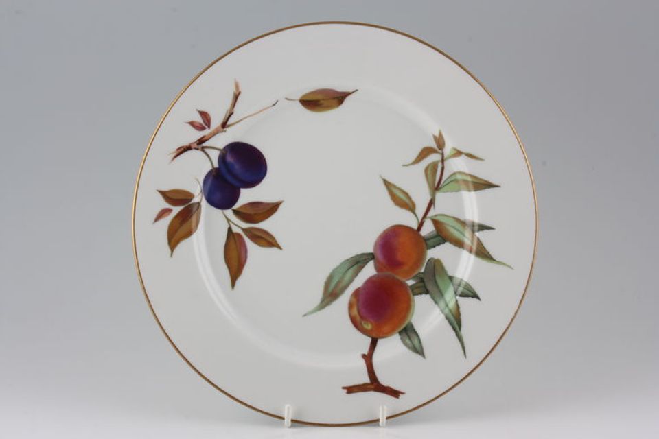 Royal Worcester Evesham - Gold Edge Dinner Plate Plum and Peach, Flat rim, Sizes may vary slightly 10"