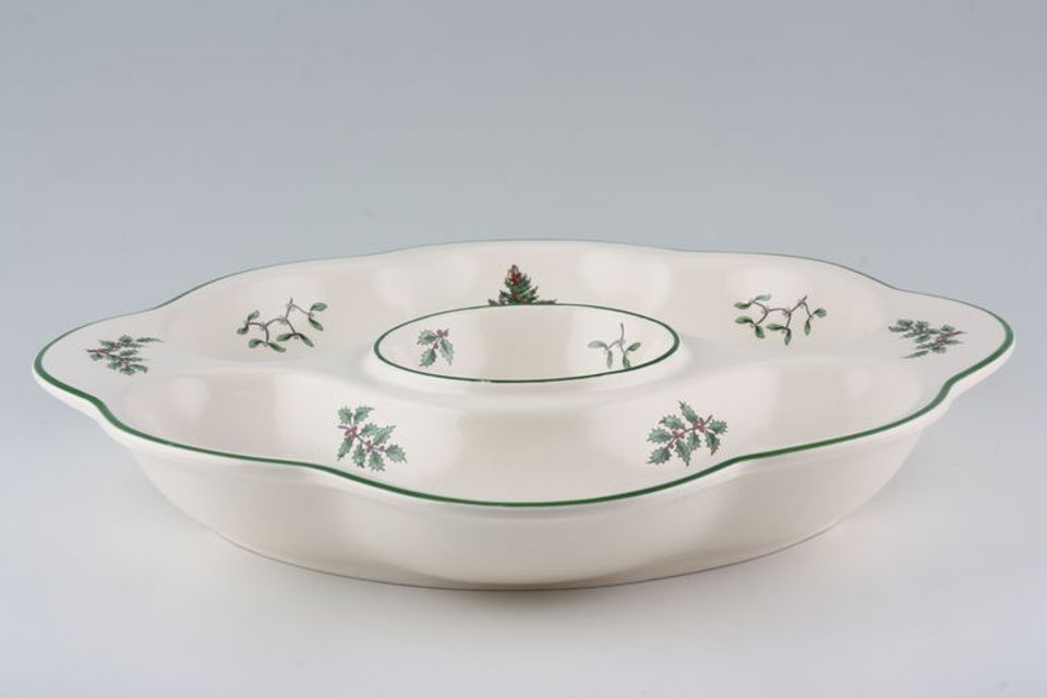 Spode Christmas Tree Hor's d'oeuvres Dish round - 3 compartments 13 3/4"