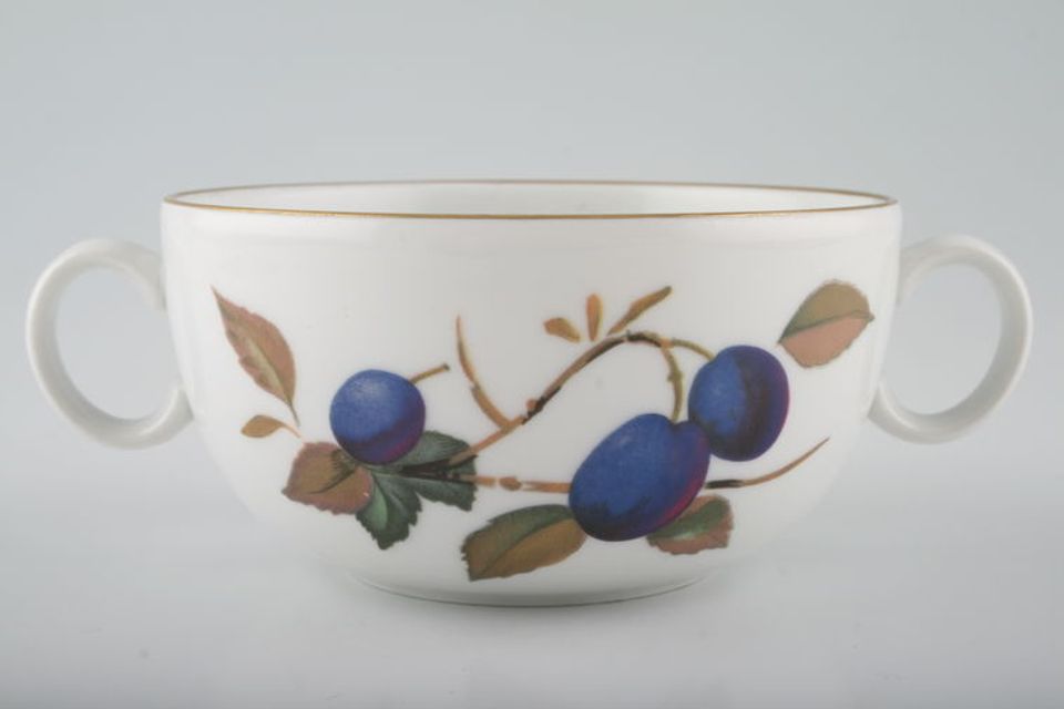 Royal Worcester Evesham - Gold Edge Soup Cup 2 handles, gold line in the centre of the handle