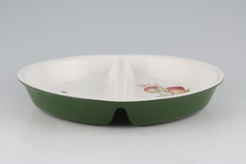Marks & Spencer Ashberry Serving Dish Oval, Divided Oven to Tableware. Green Outer 11 1/8"