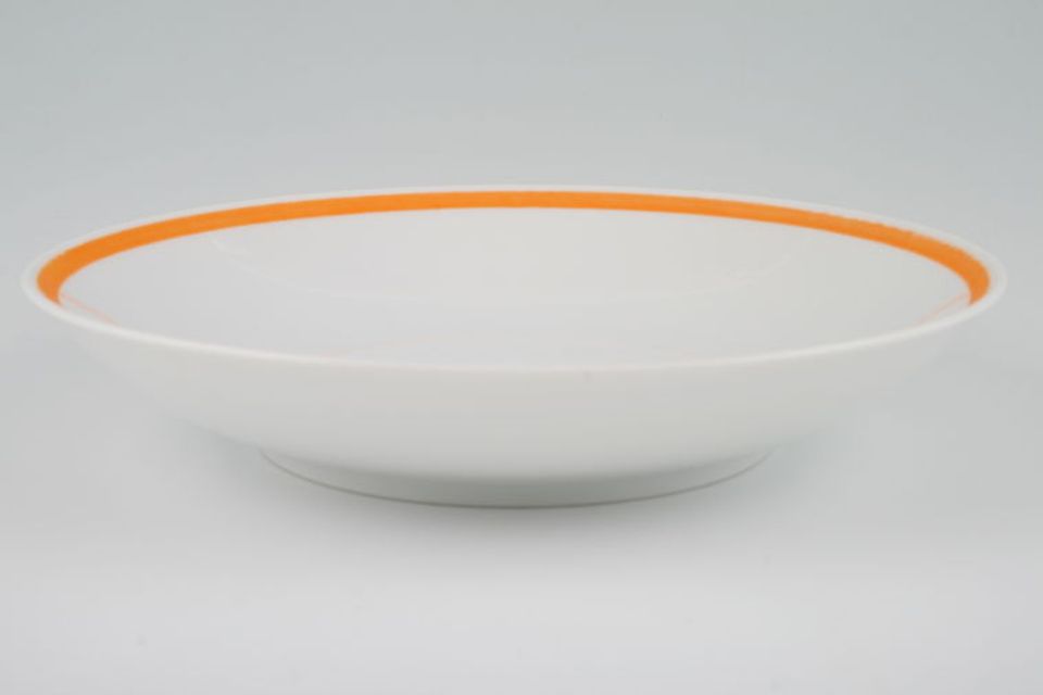 Thomas White with Red and Orange Bands Soup / Cereal Bowl 7 1/2"