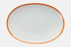 Thomas White with Red and Orange Bands Oval Platter 13" thumb 1