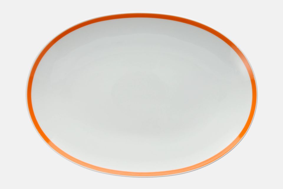 Thomas White with Red and Orange Bands Oval Platter 13"