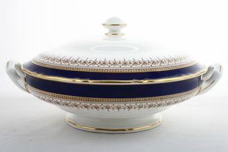 Royal Worcester Regency - Blue - White China Vegetable Tureen with Lid