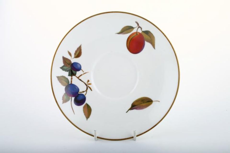 Royal Worcester Evesham - Gold Edge Soup Cup Saucer Same as breakfast cup saucer, Plums 6 1/2"