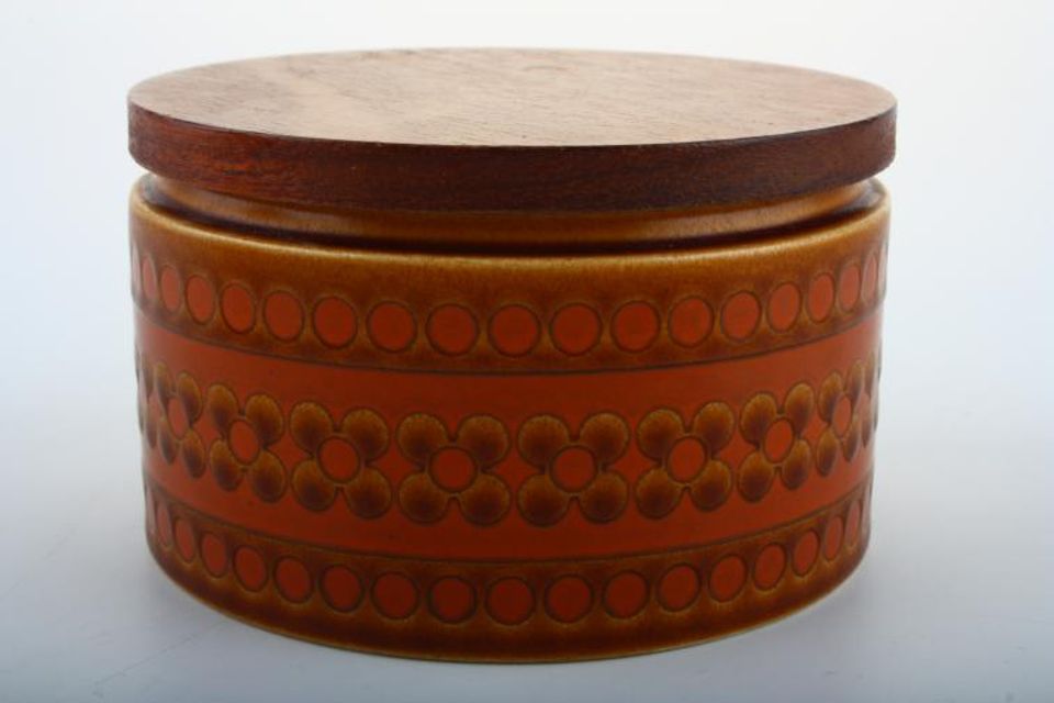 Hornsea Saffron Storage Jar + Lid size represents height. Plain 2 1/2"