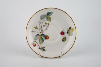 Royal Worcester Strawberry Fair - Gold Edge Porcelain Tea Saucer 2" Well 5 3/8"