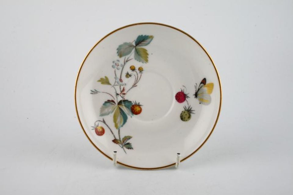 Royal Worcester Strawberry Fair - Gold Edge Porcelain Tea Saucer 2" Well 5 3/8"