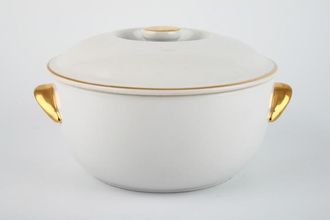 Royal Worcester White and Gold Casserole Dish + Lid Round - Round Knob on Lid 6 3/4", 2pt