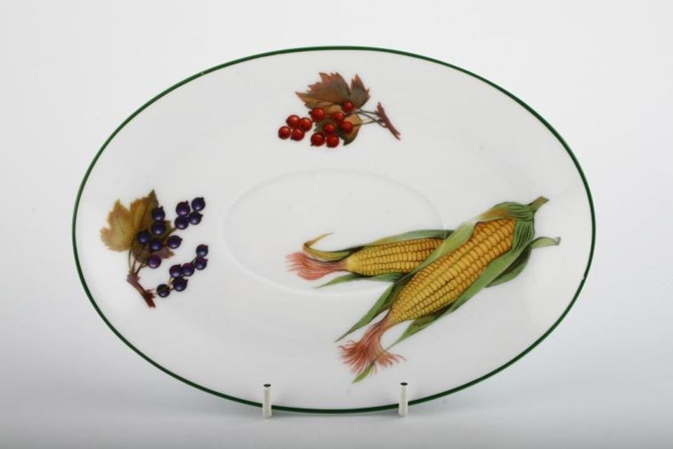 Royal Worcester Evesham Vale Sauce Boat Stand *Check Width* Various Fruit/Veg. 8 3/4" x 5 1/4"