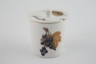 Royal Worcester Evesham - Gold Edge Mustard Pot + Lid Straight sided/Severn Shape/Flat Lid - Blackcurrants and Red Currants