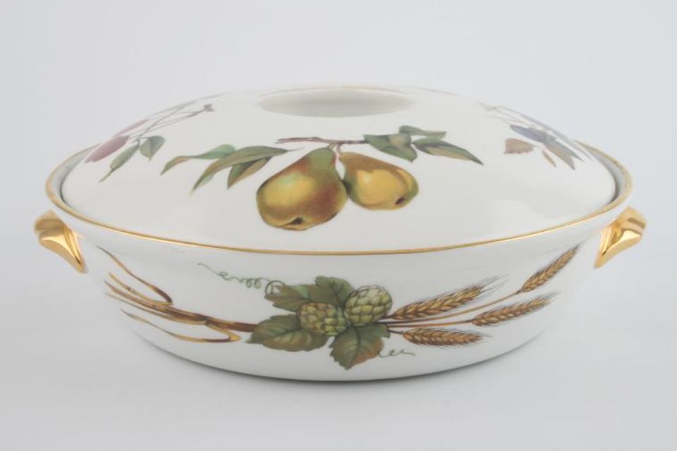 Royal Worcester Evesham - Gold Edge Casserole Dish + Lid Round, Shape 22, Size 3, Smooth handles, Straight handle on the lid 1 1/2pt