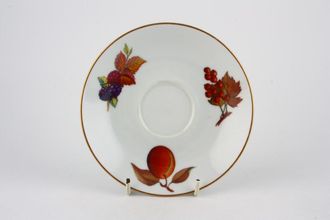 Royal Worcester Evesham - Gold Edge Tea Saucer Raised well - With Red Plum (Newer) 5 7/8"