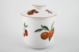 Royal Worcester Evesham - Gold Edge Storage Jar + Lid Ceramic lid - varous fruit patterns 4 5/8" x 4 1/2"