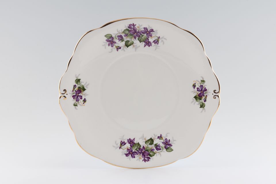 Duchess Violets Cake Plate Eared, Round 9 1/4"