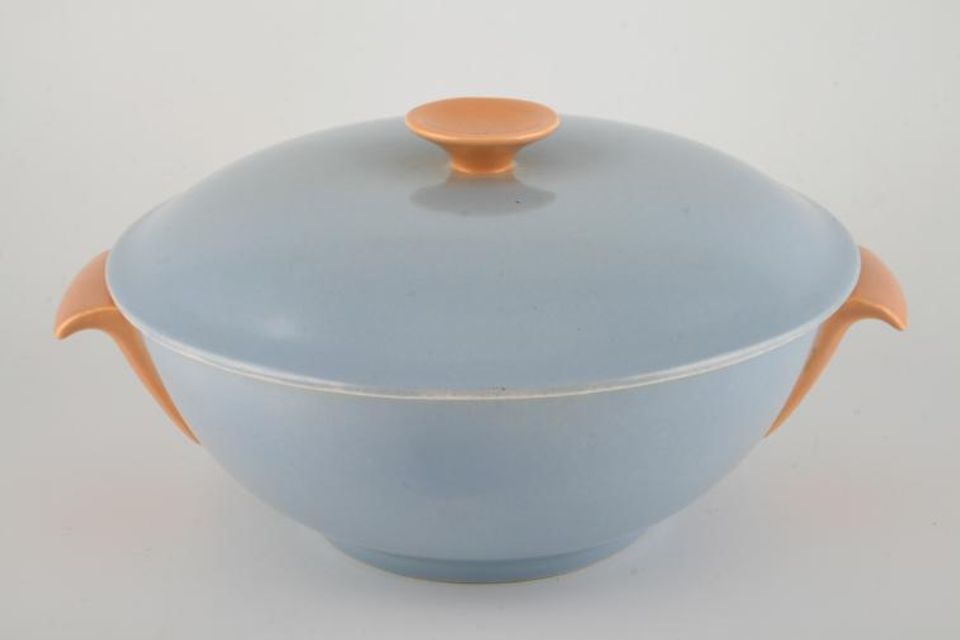 Poole Twintone Peach Bloom and Mist Blue Vegetable Tureen with Lid