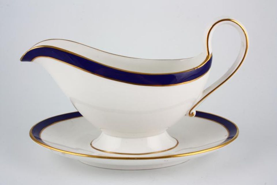 Spode Consul Cobalt - Y7332 Sauce Boat and Stand Fixed