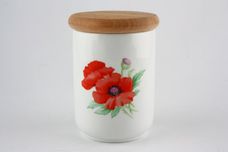 Royal Worcester Poppies Storage Jar + Lid Size represents height. Height doesn't include lid. Wooden lid 5" thumb 1