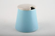 Poole Twintone Dove Grey and Sky Blue Mustard Pot + Lid thumb 1