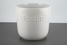 Royal Worcester Jamie Oliver - White Embossed Biscuit Jar + Lid Bikkies 6 3/4" x 7 3/4" thumb 2