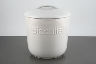 Sell Royal Worcester Jamie Oliver - White Embossed Biscuit Jar + Lid Bikkies 6 3/4" x 7 3/4"