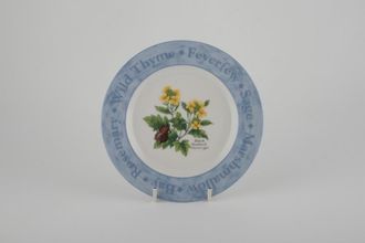 Royal Worcester Herb Garden Tea / Side Plate Black Mustard - Blue Borders 6 3/4"